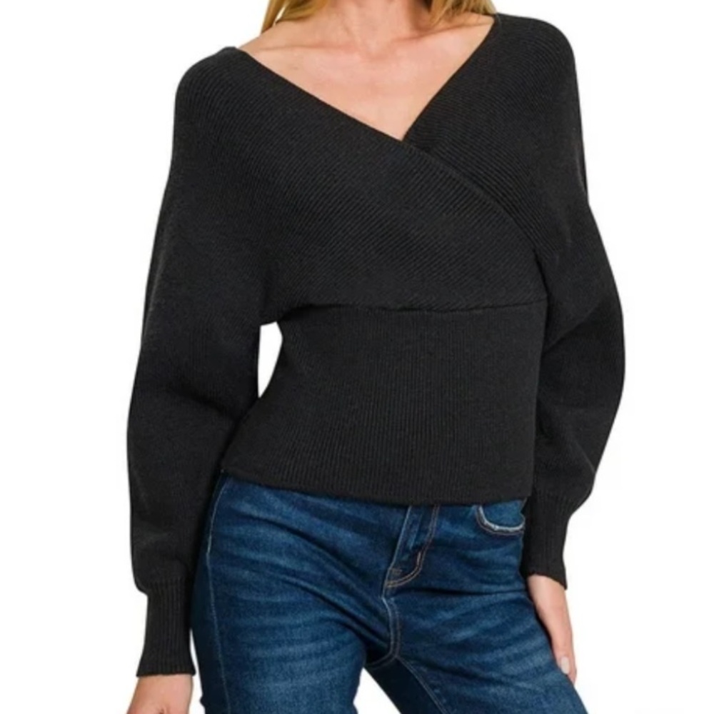 ShopEvelynne Charcoal V-Neck Sweater